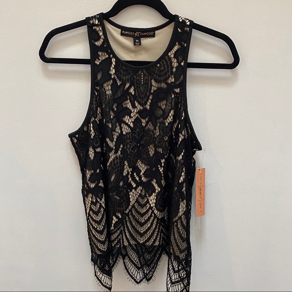 NWT Almost Famous Black Lace Tank
